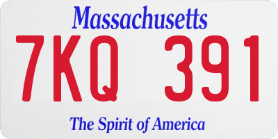 MA license plate 7KQ391