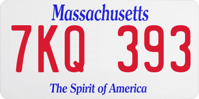 MA license plate 7KQ393