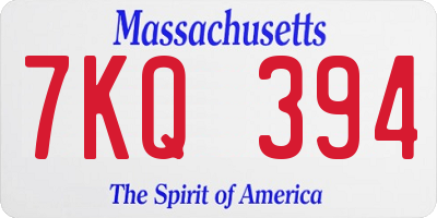 MA license plate 7KQ394