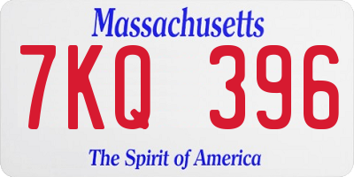 MA license plate 7KQ396
