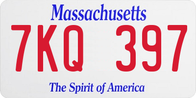 MA license plate 7KQ397