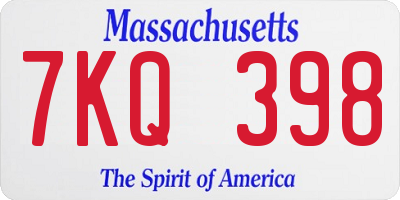 MA license plate 7KQ398