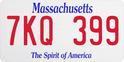 MA license plate 7KQ399
