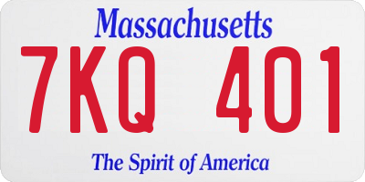 MA license plate 7KQ401