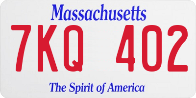 MA license plate 7KQ402