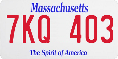 MA license plate 7KQ403