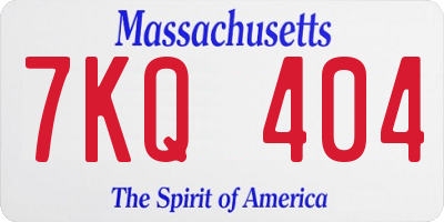 MA license plate 7KQ404