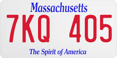 MA license plate 7KQ405