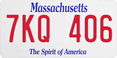 MA license plate 7KQ406