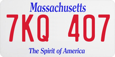 MA license plate 7KQ407