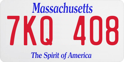 MA license plate 7KQ408