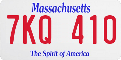 MA license plate 7KQ410