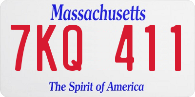 MA license plate 7KQ411