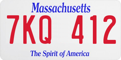 MA license plate 7KQ412