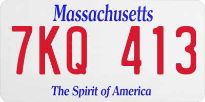 MA license plate 7KQ413