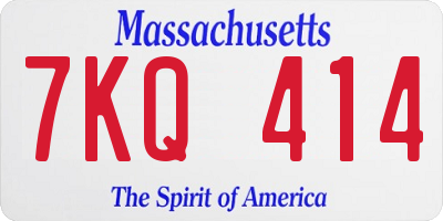 MA license plate 7KQ414