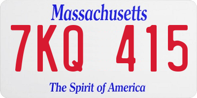 MA license plate 7KQ415