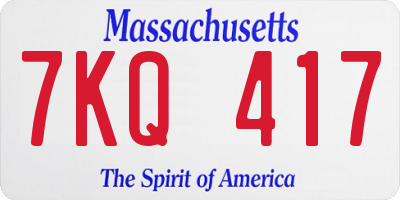 MA license plate 7KQ417
