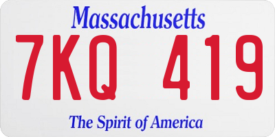 MA license plate 7KQ419