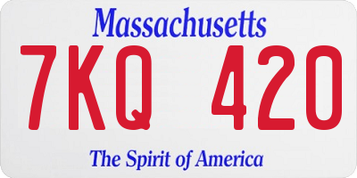 MA license plate 7KQ420