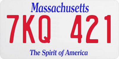 MA license plate 7KQ421