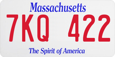 MA license plate 7KQ422