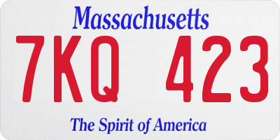 MA license plate 7KQ423