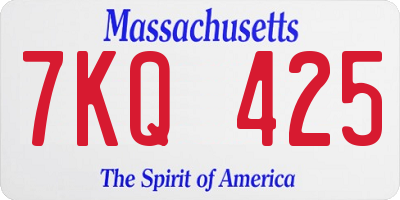 MA license plate 7KQ425