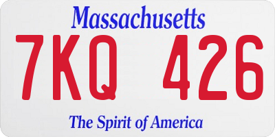 MA license plate 7KQ426