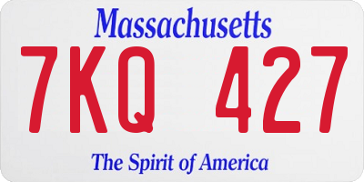 MA license plate 7KQ427