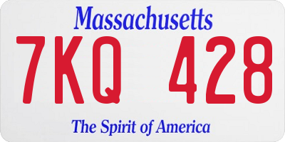 MA license plate 7KQ428