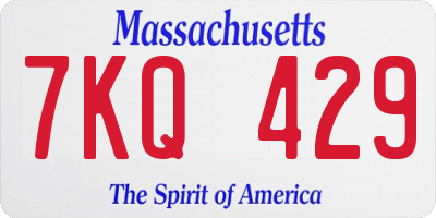 MA license plate 7KQ429