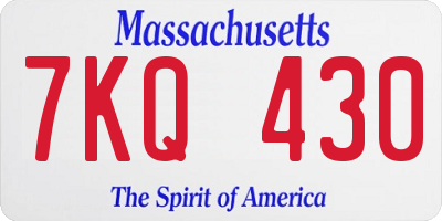 MA license plate 7KQ430