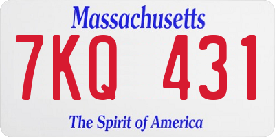 MA license plate 7KQ431