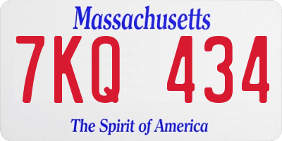 MA license plate 7KQ434