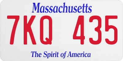 MA license plate 7KQ435