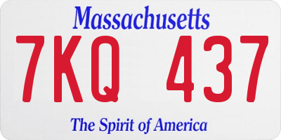 MA license plate 7KQ437