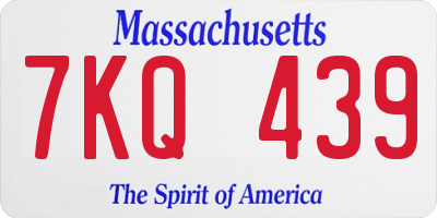 MA license plate 7KQ439