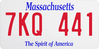 MA license plate 7KQ441