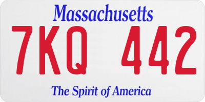 MA license plate 7KQ442