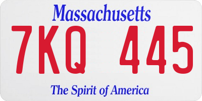 MA license plate 7KQ445
