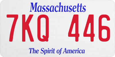 MA license plate 7KQ446