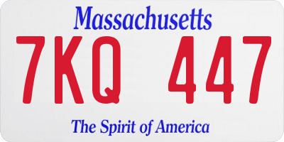 MA license plate 7KQ447
