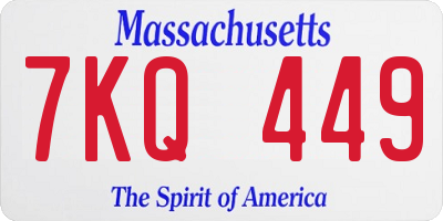 MA license plate 7KQ449
