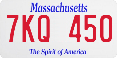 MA license plate 7KQ450