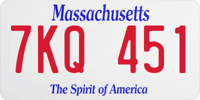 MA license plate 7KQ451