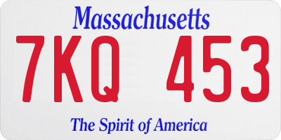 MA license plate 7KQ453