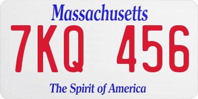 MA license plate 7KQ456