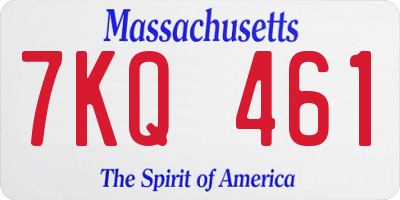 MA license plate 7KQ461