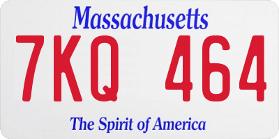 MA license plate 7KQ464